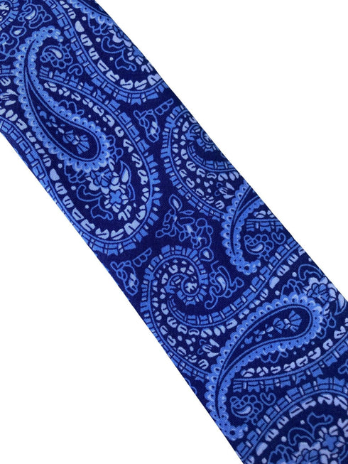 shades of dark & light blue paisley mens 100% cotton classic width tie